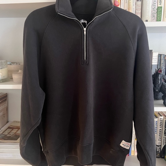 Stussy Men's Charcoal Zip-Up Sweater - Picture 2 of 7